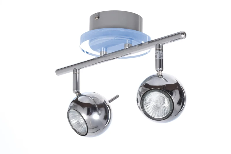 WALTER-2 chrom lampa spot 2xGU10 + LED 3,6W blue