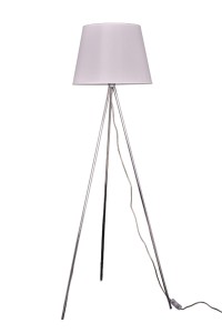 EGRA WH - chrom/biały lampa podłogowa trójnóg metalowy chromowany, klosz abażur biały 1xE27 ↔60cm  ↕146cm