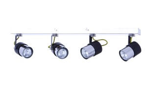 VERDI-4 czarny/chrom lampa sufitowa spot loft klosze metalowe ruchome ozdobny przewód ↔61cm ↕15cm  4xGU10 hurt