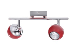 SAM-2  czerwony/chrom klasyczna lampa sufitowa spot klosz "kulka" metalowy ruchomy ↔30cm ↕14cm 2xGU10 