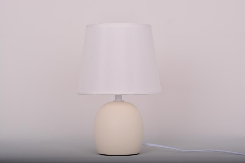 MT-604W ecru/biała lampka stołowa ceramika abażur z tkaniny 1xE14 max 40W hurt