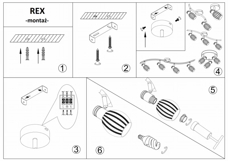 REX-4 chrom lampa ścienna spot klosz szklany