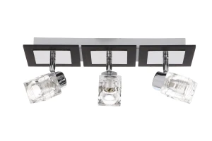 PAULA-3 lampa sufitowa spot plafon drewno wenge + chrom klosze szklane ruchome 3xG9