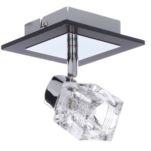 PAULA-1 spot lampa ścienna spot plafon drewno wenge+chrom klosz szklany ruchomy 1xG9