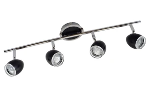 NORMA-4 czarny+chrom lampa sufitowa spot klosze metalowe z akrylowym pierścieniem ruchome  ↔71cm ↕17cm 4xGU10 hurt