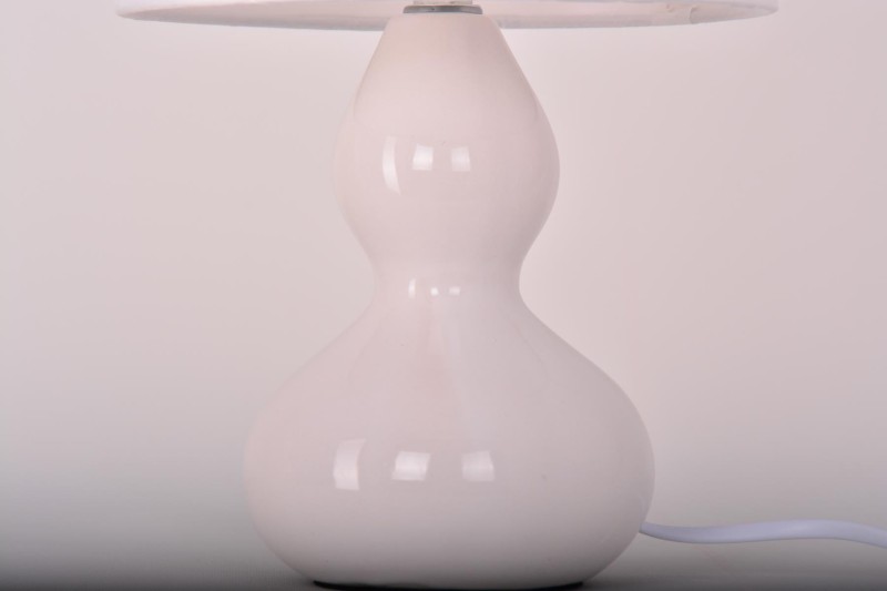 MT-601W biała lampka stołowa ceramika abażur z tkaniny 1xE14 max 40W hurt