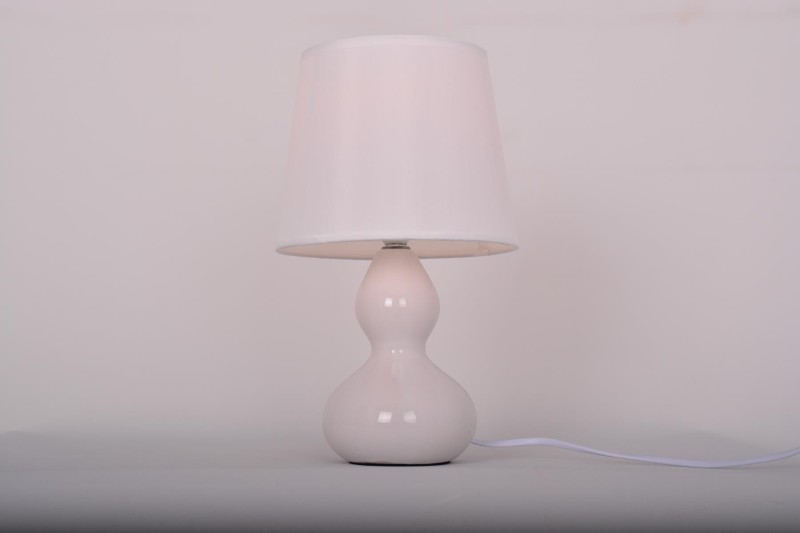 MT-601W biała lampka stołowa ceramika abażur z tkaniny 1xE14 max 40W hurt