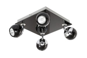 MATT-4R czarny+chrom klasyczna lampa sufitowa plafon spot klosze metalowe ruchome kule ↔25cm ↗25cm ↕16cm 4xGU10 hurt