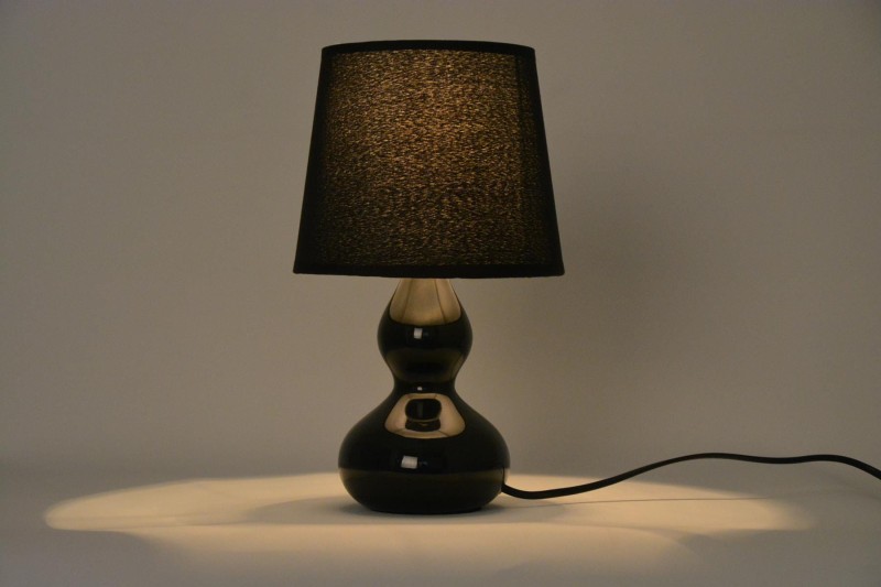 MT-601B czarna lampka stołowa ceramika abażur z tkaniny 1xE14 max 40W hurt