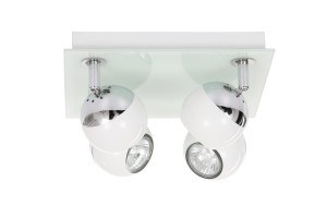 MATT-4R biały+chrom klasyczna lampa sufitowa plafon spot klosze metalowe ruchome kule ↔25cm ↗25cm ↕16cm 4xGU10 hurt
