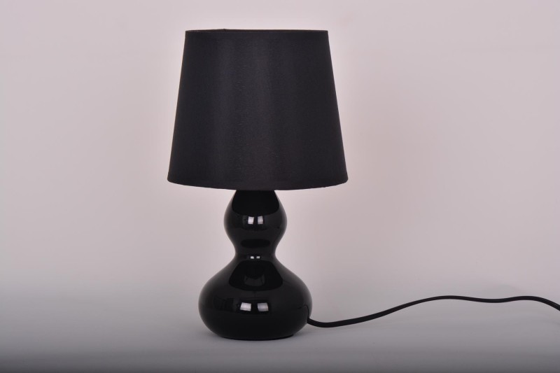 MT-601B czarna lampka stołowa ceramika abażur z tkaniny 1xE14 max 40W hurt