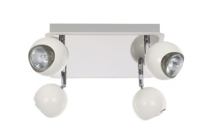 LORENZO-4R biały+chrom lampa sufitowa plafon spot  klosze metalowe ruchome styl modern  ↔25cm ↕140cm 4xGU10 hurt