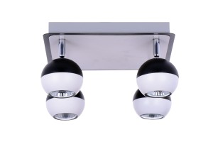 LOFT-4R biały/czarny lampa sufitowa spot plafon klosze metalowe ruchome ↔34cm ↗34cm ↕13cm 4xGU10
