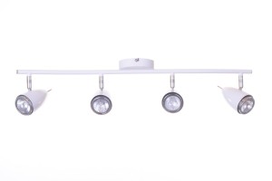 LIBERO-4 biała lampa sufitowa spot klosze metalowe ruchome styl retro vintage ↔65cm ↗10cm ↕15cm  4xGU10 hurt