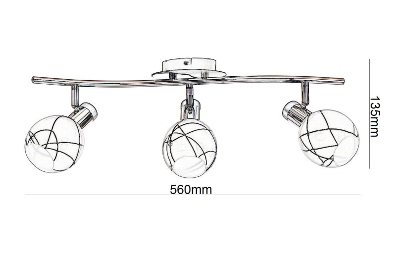 IDA-3 chrom/czarny lampa sufitowa spot klosz szkło