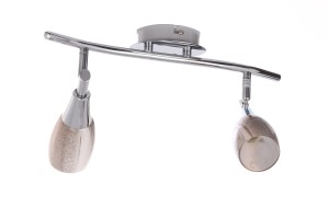 BRADFORD-2 chrom lampa sufitowa spot styl klasyczny klosz szklany bardzo ozdobny brązowy cętkowany 2xE14