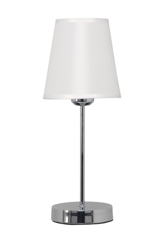 MT-507 satin nickel klosz biały lampka stołowa