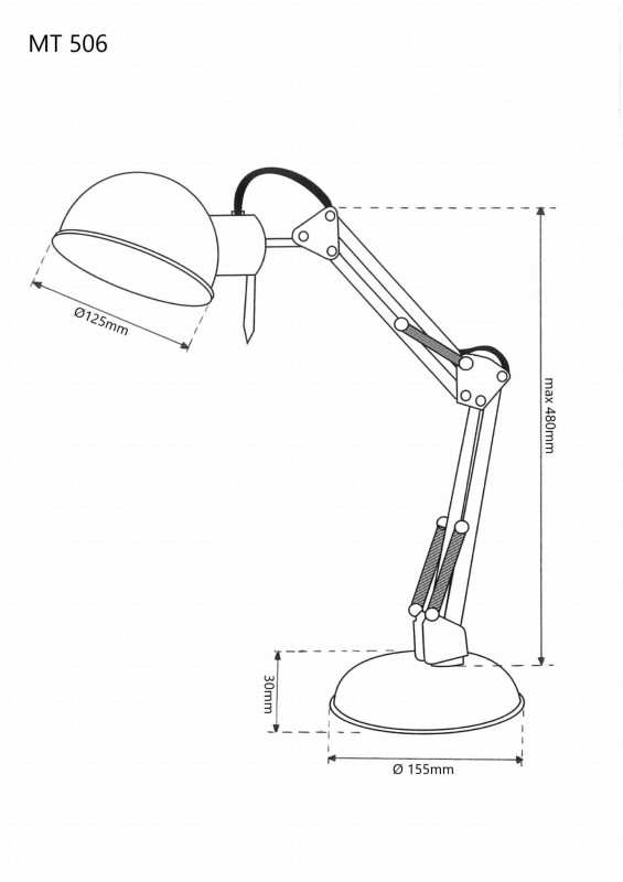 MT-506 czarny lampka biurkowa podstawa/klips