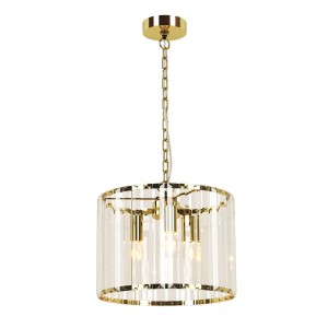 TEBE-320 FGD lampa sufitowa wisząca  kolor złoty klosz szkło szlifowane a'la kryształki styl glamour 3xE27 ↔32cm  ↕120cm