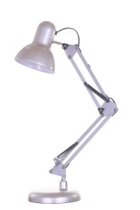 MT-503 srebrna lampka biurkowa podstawa/klips na półkę lub blat styl "architekt" industrial vintage retro ↕max 59cm ↔25cm 1xE27