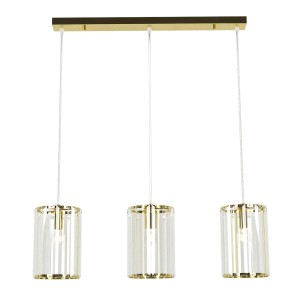 TEBE-3 FGD lampa sufitowa wisząca kolor złoty klosze szkło szlifowane a'la kryształki  styl glamour  3xE27 ↔74cm  ↕120cm