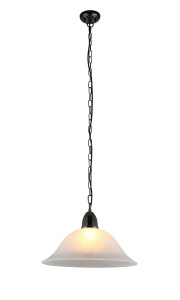 HUGO BC czarny chrom lampa sufitowa wisząca klosz szklany alabaster  Ø40cm  ↕95cm /jak LUCAS/ hurt