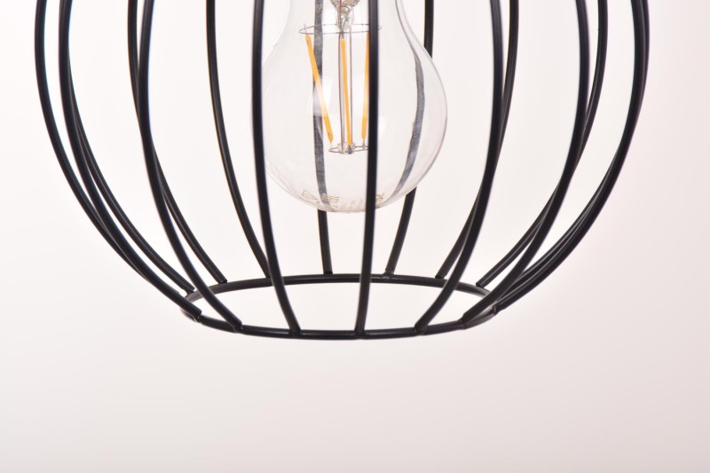 BORA-2 czarny/złoty lampa sufitowa wisząca potrójna "druciak" klosze kule styl loft  2xE27 ↔46cm ↕120cm hurt