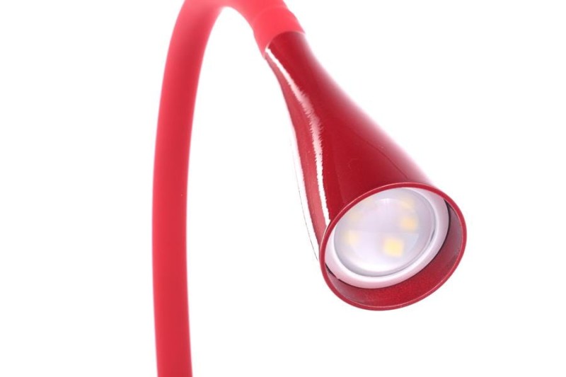 DEL-1211  LED 3W 6500K czerwona lampka biurkowa hurt