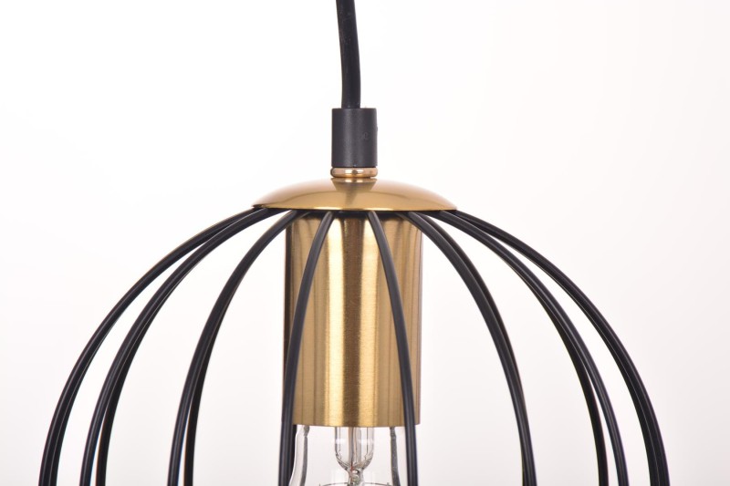 BORA-1 czarny/złoty lampa sufitowa wisząca pojedyncza "druciak" klosz kula  styl loft  1xE27 Ø30cm ↕120cm hurt
