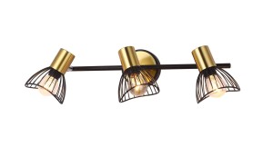 BOHO-3 BK/GD czarny/złoty lampa ścienna kinkiet spot potrójny klosze "druciaki" ruchome styl loft 3xE14  ↔47cm ↕14cm