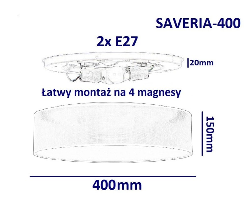 SAVERIA-400 white abażur ażurowy plafon