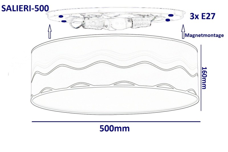 SALIERI-500 white abażur plafon