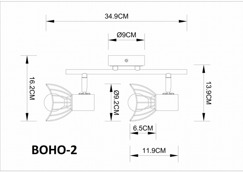 BOHO-2 BK/GD czarny/złoty  spot 2xE14 hurt