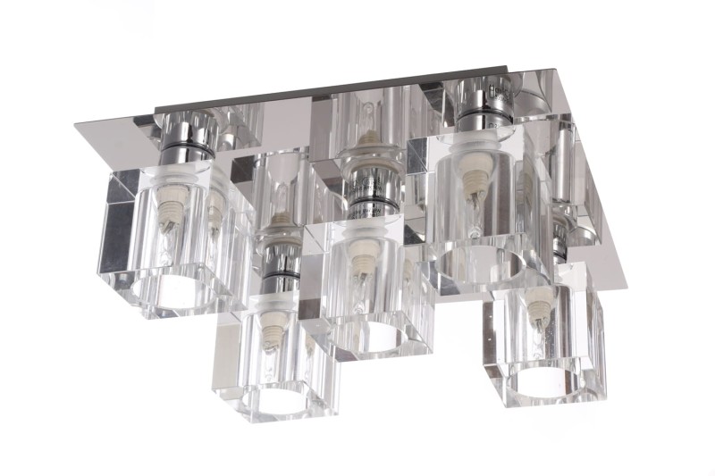 DORA-5 chrom lampa sufitowa plafon klosz szklany