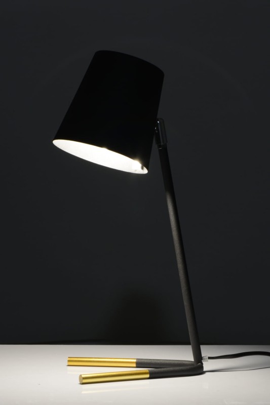 PEPPO Hit design!czarny mat gold lampa stołowa E27
