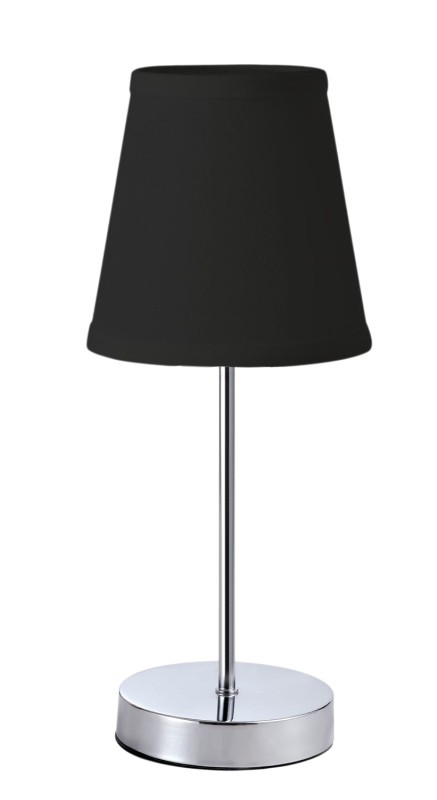 MT-507 chrom klasyczna lampka stołowa klosz tkanina czarna Ø15cm ↕38cm 1xE27 hurt