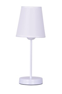 MT-507 biała klasyczna lampka stołowa klosz tkanina biała Ø15cm ↕38cm 1xE27