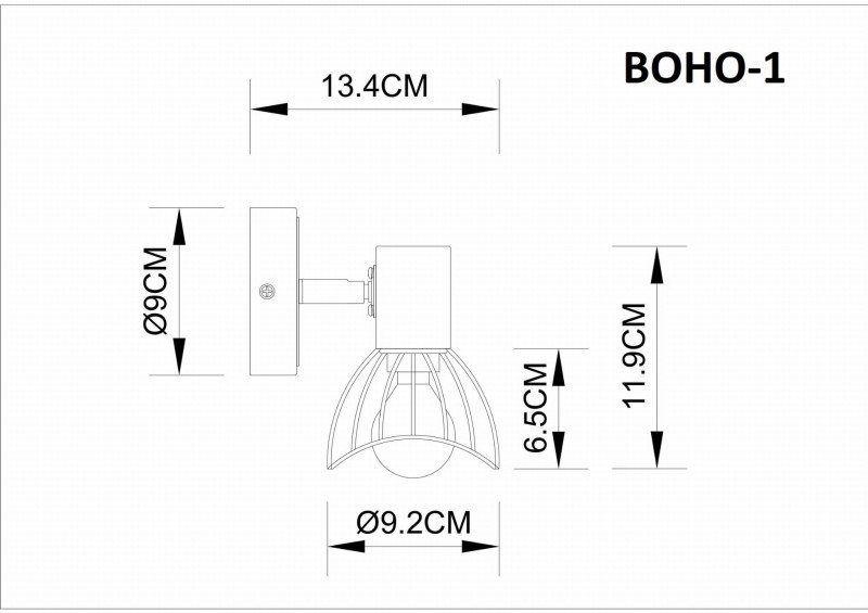 BOHO-1 BK/GD kinkiet spot czarny/złoty 1xE14