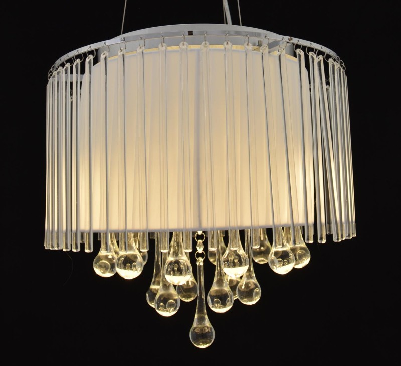 SILVAN-400 stylowa lampa wisząca kryształowa abażur wewnętrzny tkanina Ø40cm ↕29cm całk.120cm 4xE27 hurt