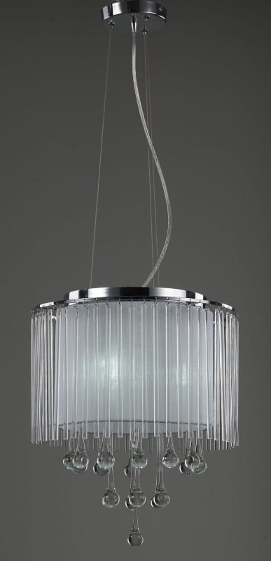SILVAN-400 stylowa lampa wisząca kryształowa abażur wewnętrzny tkanina Ø40cm ↕29cm całk.120cm 4xE27 hurt
