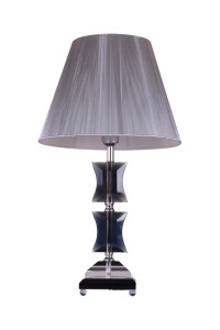 OXFORD ekskluzywna stylowa duża lampa stołowa kryształ dymiony klosz tkanina szara Ø36cm ↕63cm 1xE27