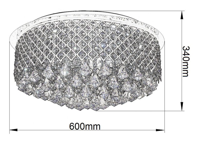IBIZA 600C chrom lampa podsufit z żar.9*LED+ pilot