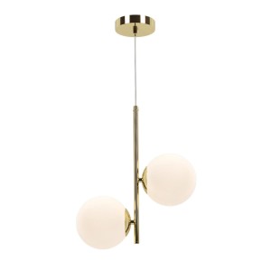 LIXA-2C XL FGD+WH nowoczesna i stylowa lampa wisząca złoty klosze kule białe mleczne 2xE27 ↔ 35cm  ↕ 120cm