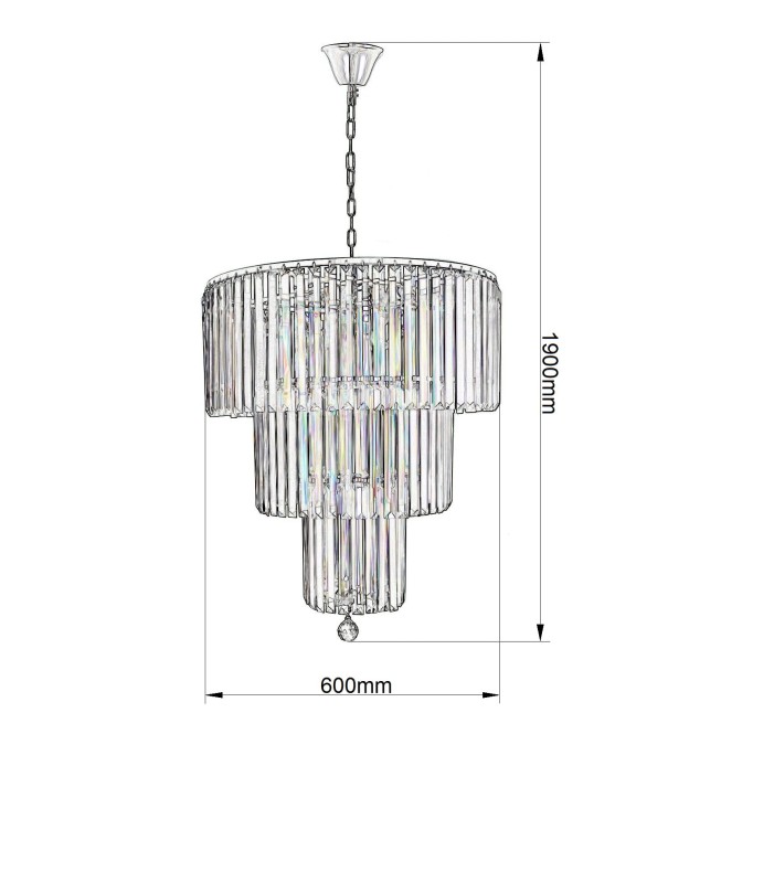 DAFNE 600 chrom lampa zwis 8*E14