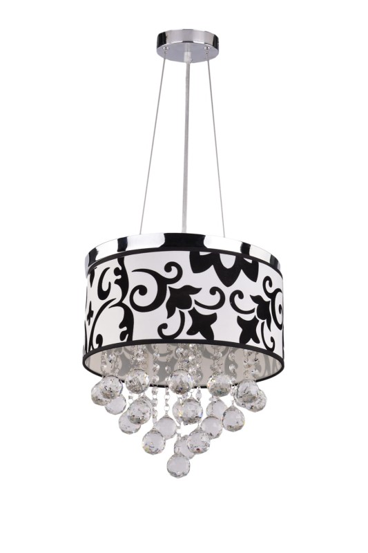 ARETA lampa chrom+czarny+kryształ zwis*3 żarówki
