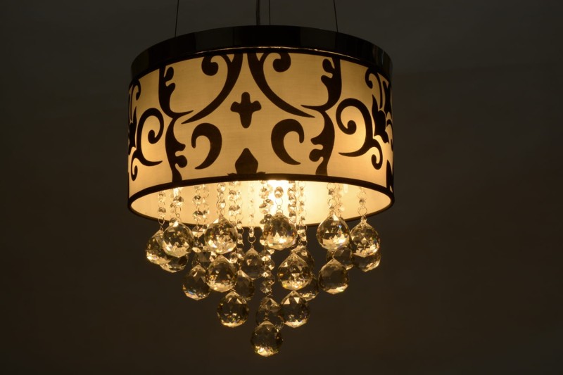 ARETA lampa chrom+czarny+kryształ zwis*3 żarówki