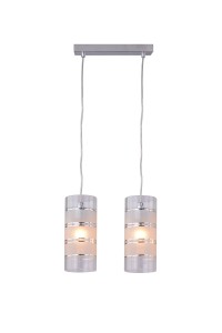 VERA-2 chrom lampa sufitowa podwójna klosz szklany satynowany kuchnia nad wyspę hit sprzedaży regulacja wysokości ↔27cm ↕140cm 2xE27