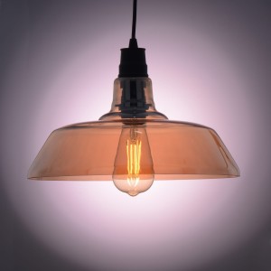 SERGIO lampa wisząca loft / industrial klosz szkło bursztynowy  Ø32cm  ↕130cm 1xE27