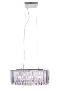 ROTONDO chrom lampa sufitowa wisząca elipsa "kryształki" akrylowe regulacja wysokości styl glamour Ø57cm ↕120cm 3xE14