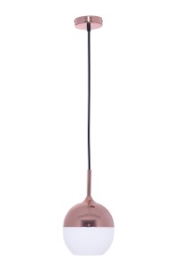 ROSA miedź+biały lampa sufitowa wisząca pojedyncza klosz kula kuchnia nad wyspę blat lub stół Ø20cm  ↕140cm 1xE27